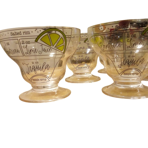 Mudpie 6-NWT Footed Stemless Margarita Recipe Clear Glass 4" Tall x 5" Diameter. - Picture 5 of 10